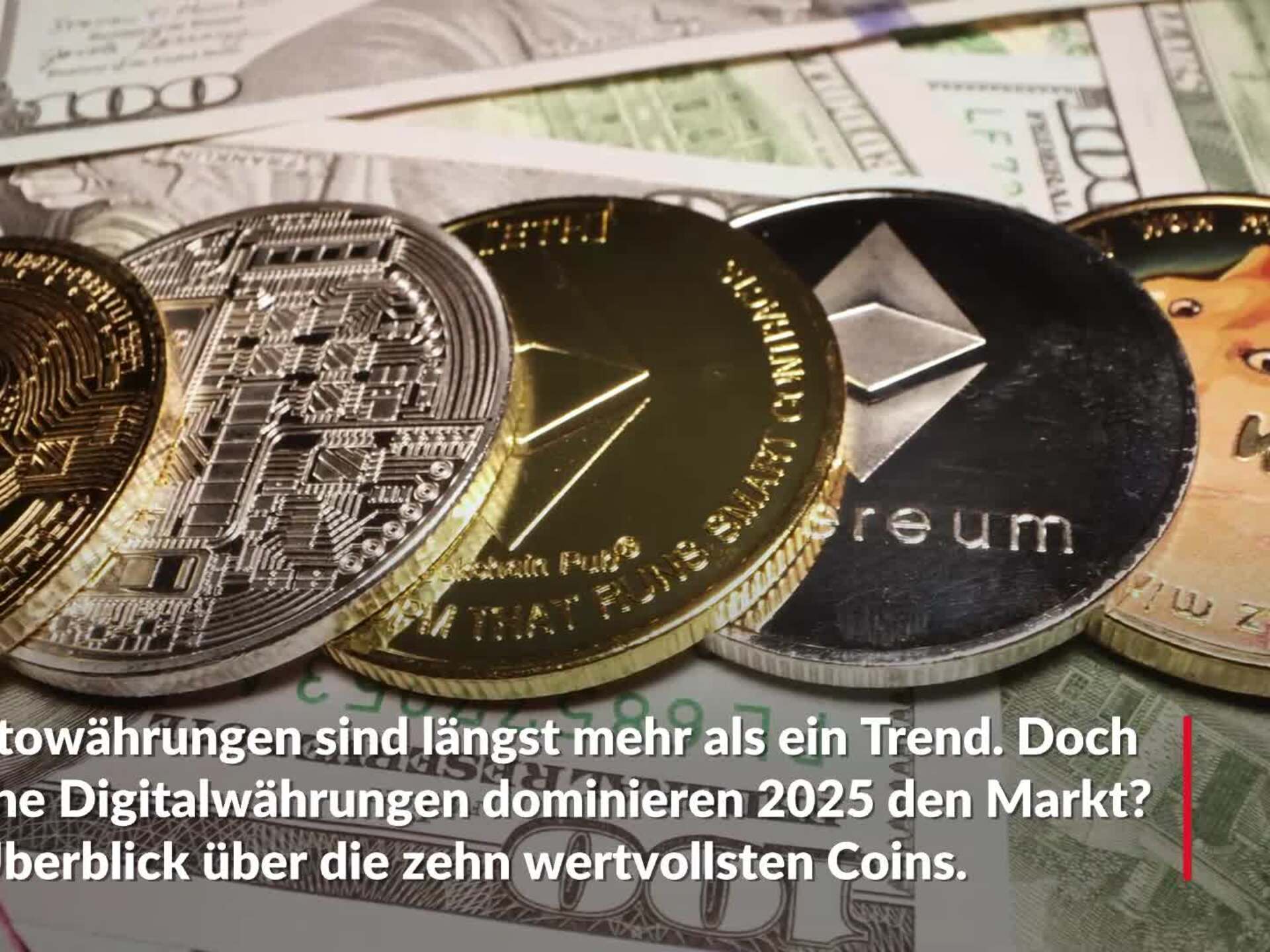 Zehn bekannte Kryptowährungen 2025